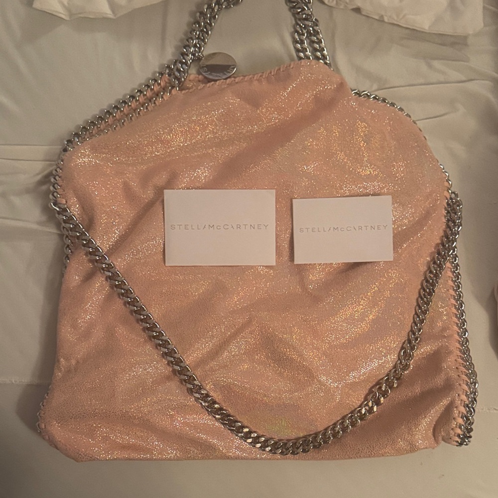 Authentic Stella McCartney Falabella Shimmer Pink Bag with silver hardware